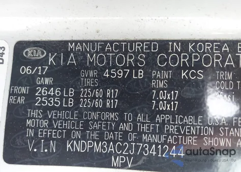 2018 Kia Sportage Lx из США, поврежденный, VIN KNDPM3AC2J7341244